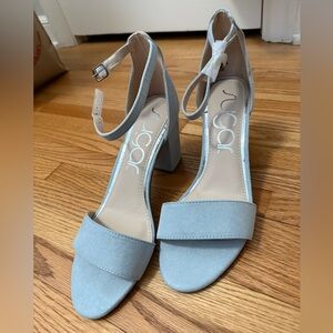 Sugar Women's Light Blue Ankle Strap Heels